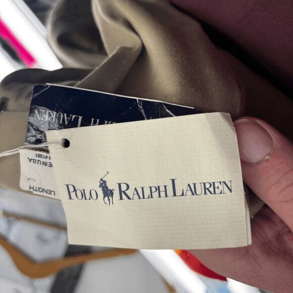 NWT Polo Ralph Lauren Stewart Pant Men 36 Brown Chino Trouser Cotton NOS VTG New - Picture 4 of 11